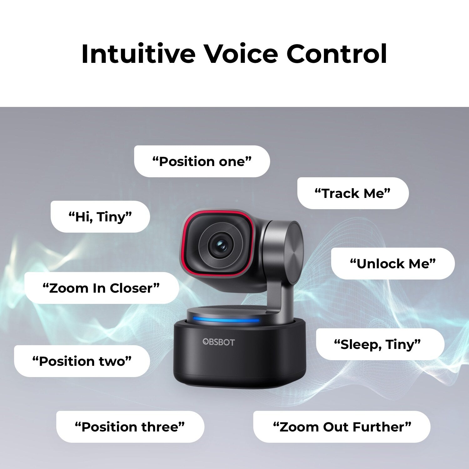 OBSBOT Tiny 3 AI-Powered Spatial Audio 4K PTZ Webcam